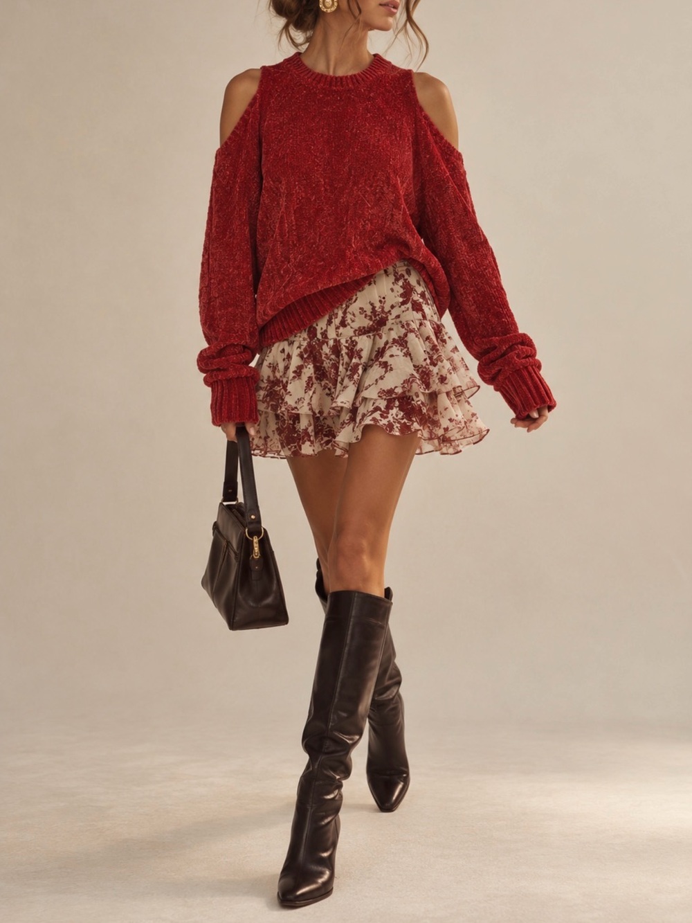 Red chenille sweater